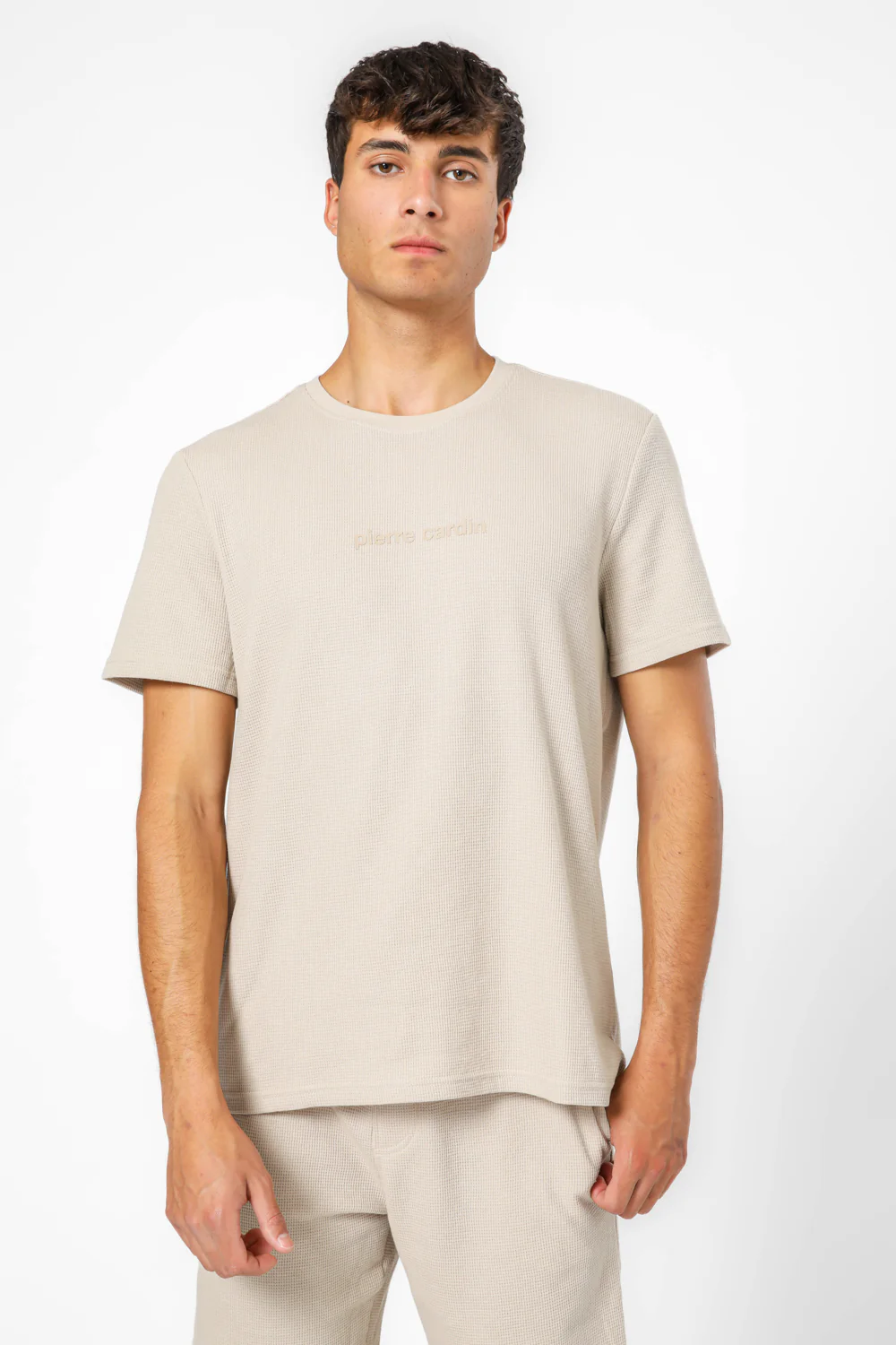 חליפת פנאי קצרה וופל PIERRE CARDIN בצבע בז' - Image 6