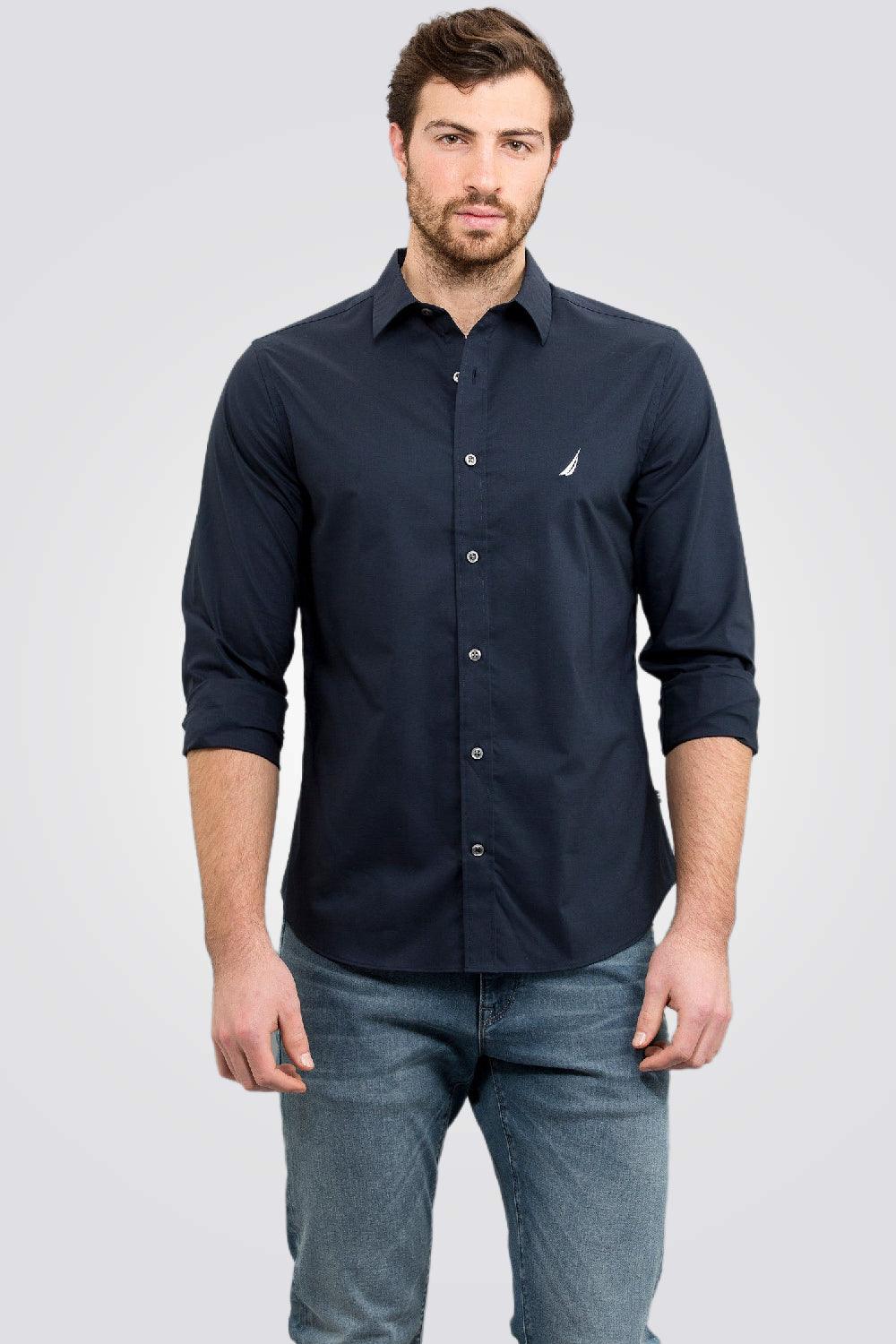 חולצה מכופתרת כחול נייבי TAILORED FIT