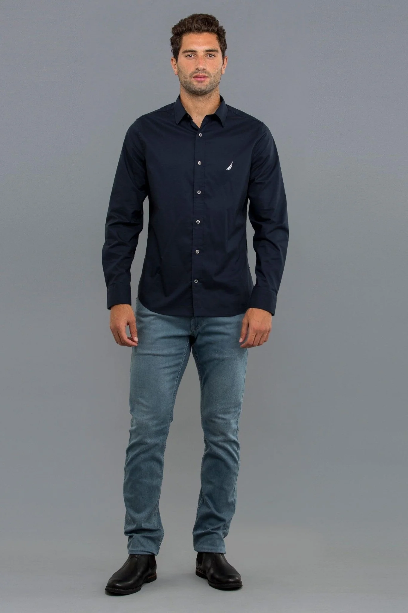 חולצה מכופתרת כחול נייבי TAILORED FIT - Image 3