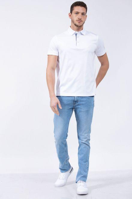 פולו SLIM FIT מנדף זיעה בצבע לבן