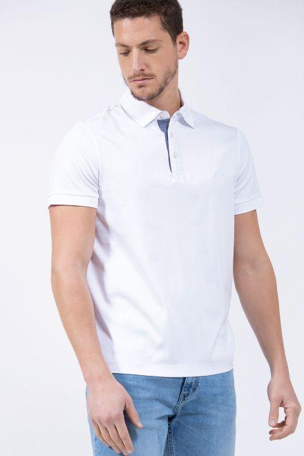 פולו SLIM FIT מנדף זיעה בצבע לבן - Image 4