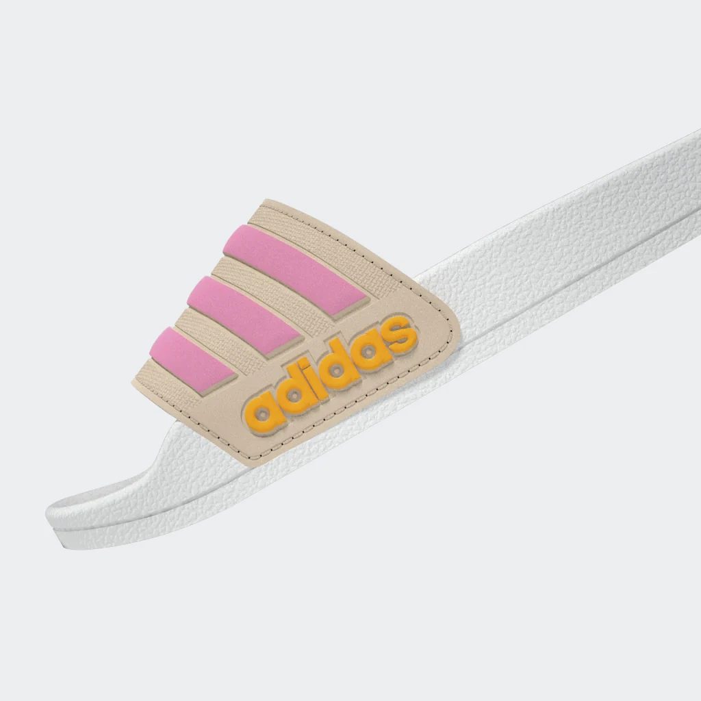 כפכפים לילדות Adilette Shower בצבע לבן וורוד - Image 9