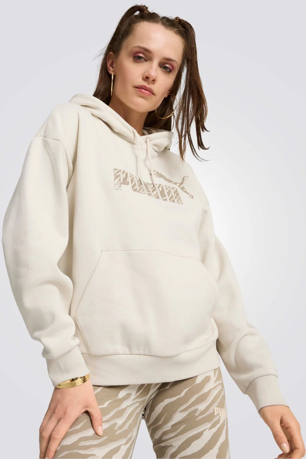 קפוצ'ון ANIMAL Hoodie לנשים בצבע בז'
