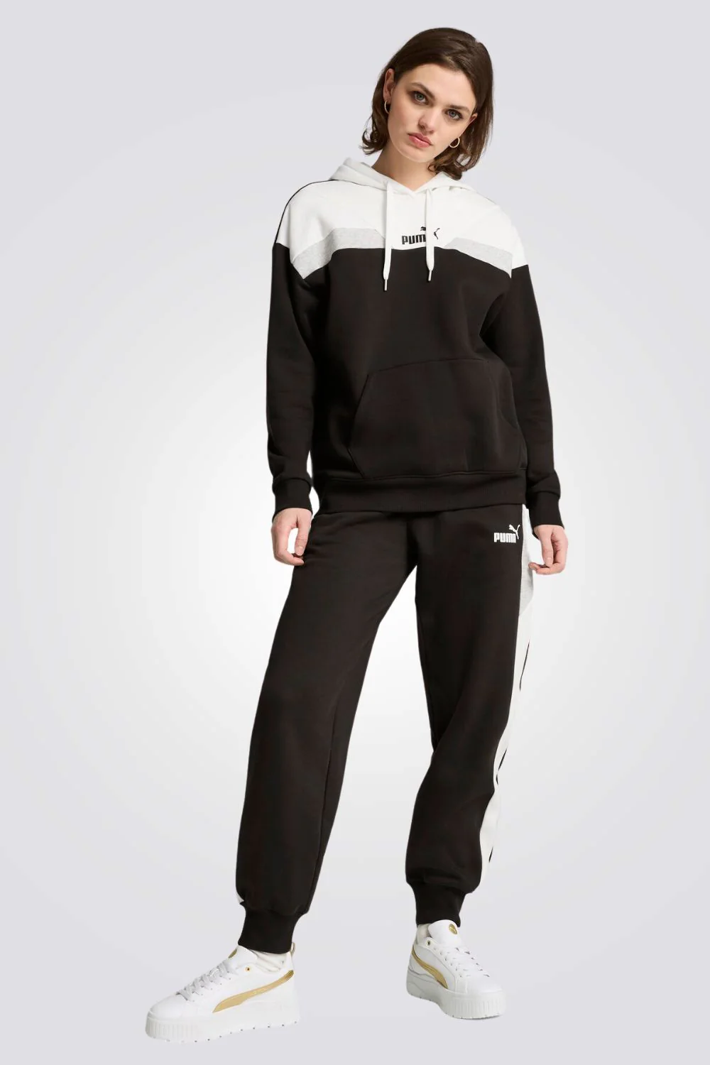 קפוצ'ון POWER Hoodie לנשים בצבע שחור ולבן - Image 5