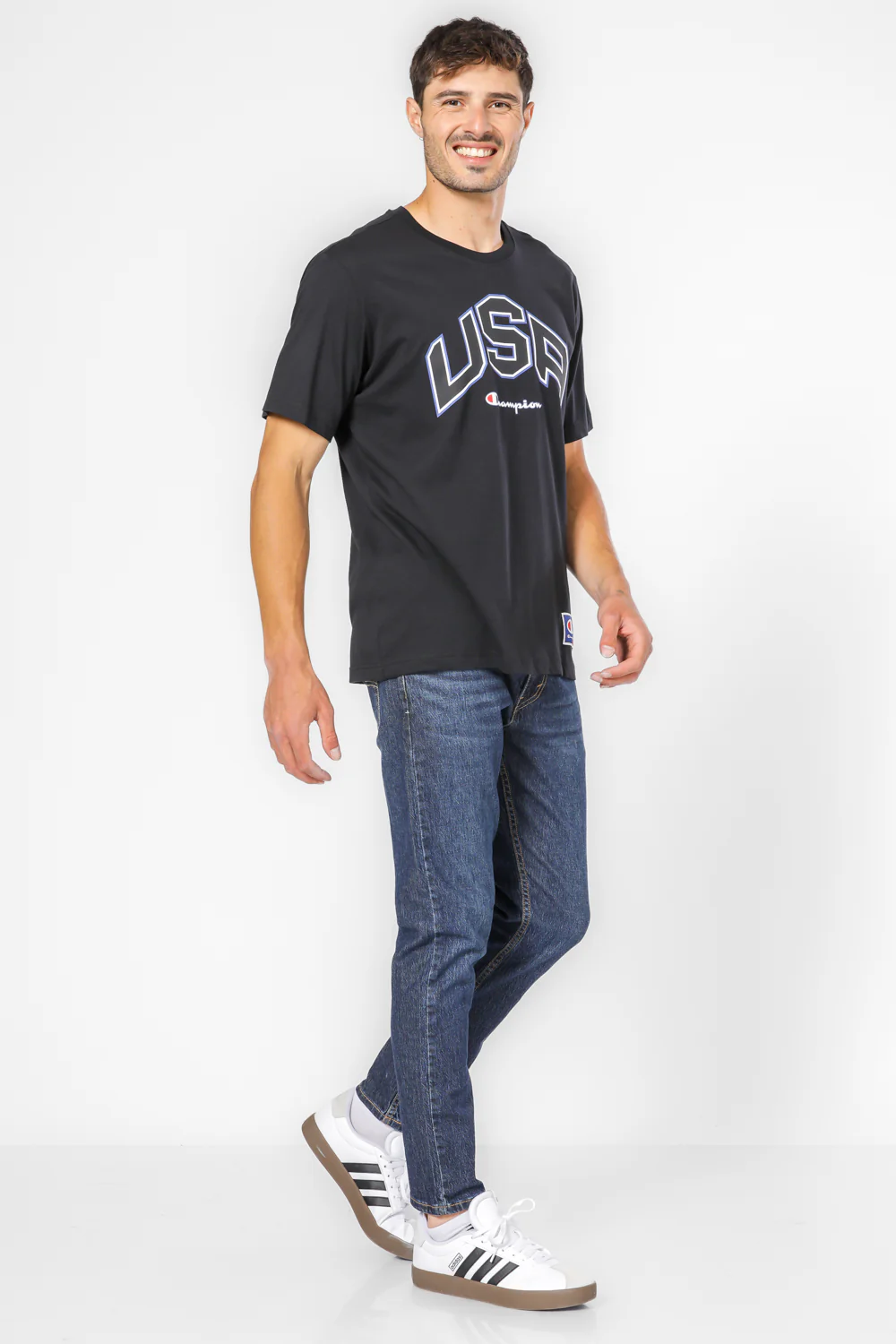 טישירט לגברים Crewneck בצבע שחור - Image 3
