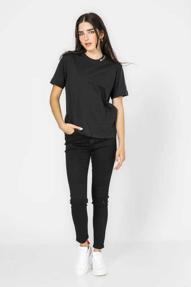 טישירט לנשים Crewneck בצבע שחור - Image 7