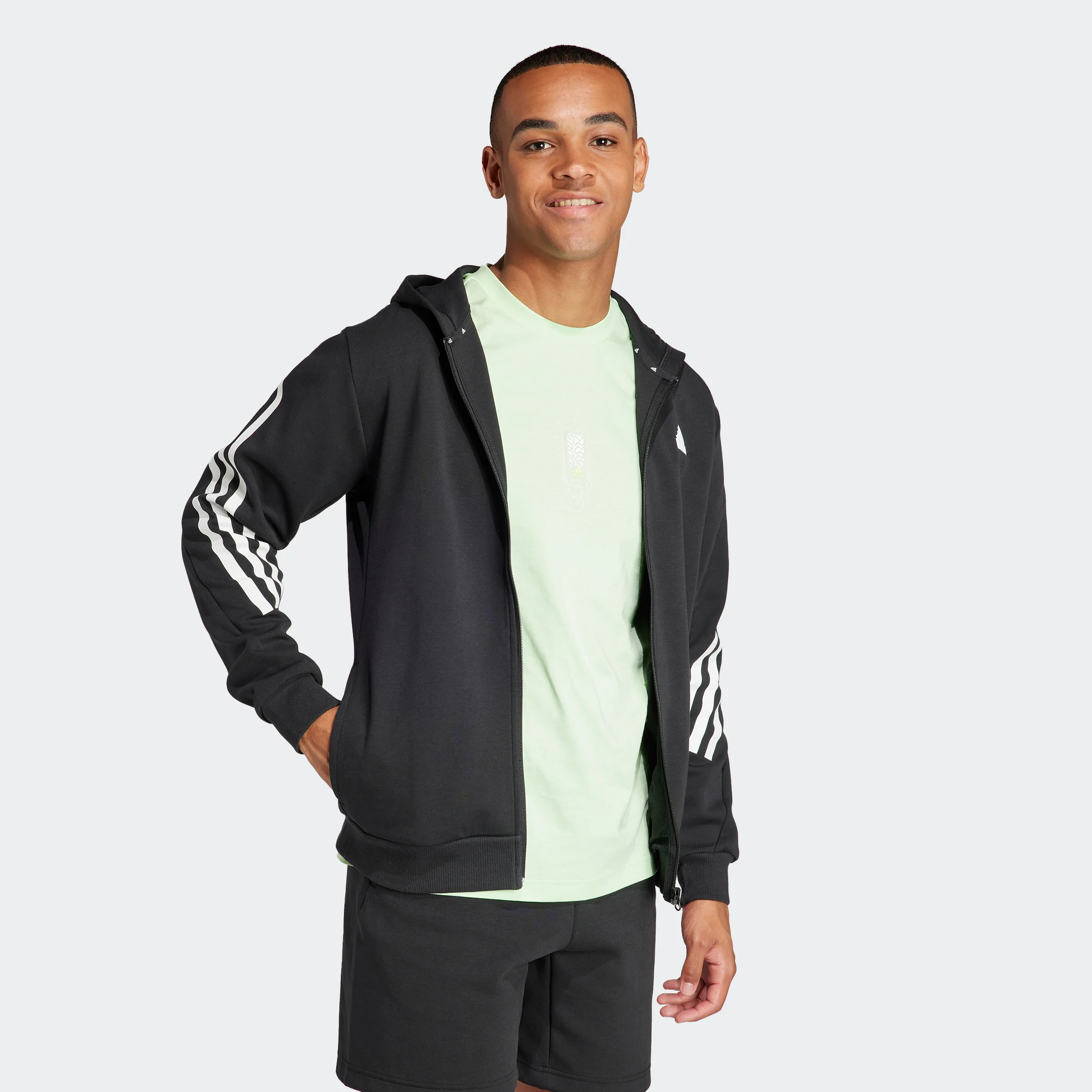 סווטשירט קפוצ'ון FUTURE ICONS 3-STRIPES בצבע שחור - Image 6