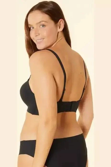 חזיית סטרפלס מיקרופייבר PURE FIT שחורה - Image 2