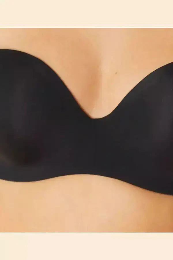 חזיית סטרפלס מיקרופייבר PURE FIT שחורה - Image 3