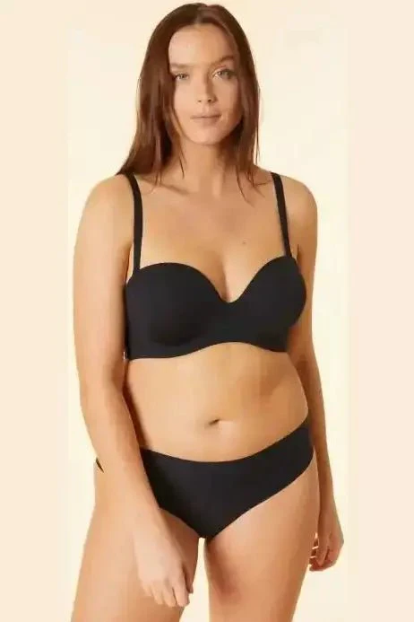 חזיית סטרפלס מיקרופייבר PURE FIT שחורה - Image 4