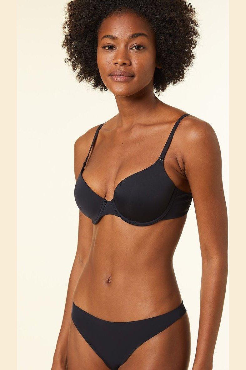חזיית מיקרופייבר בריפוד קל PURE FIT שחורה - Image 3