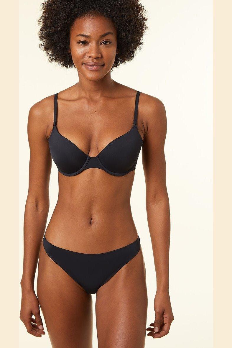 חזיית מיקרופייבר בריפוד קל PURE FIT שחורה - Image 5