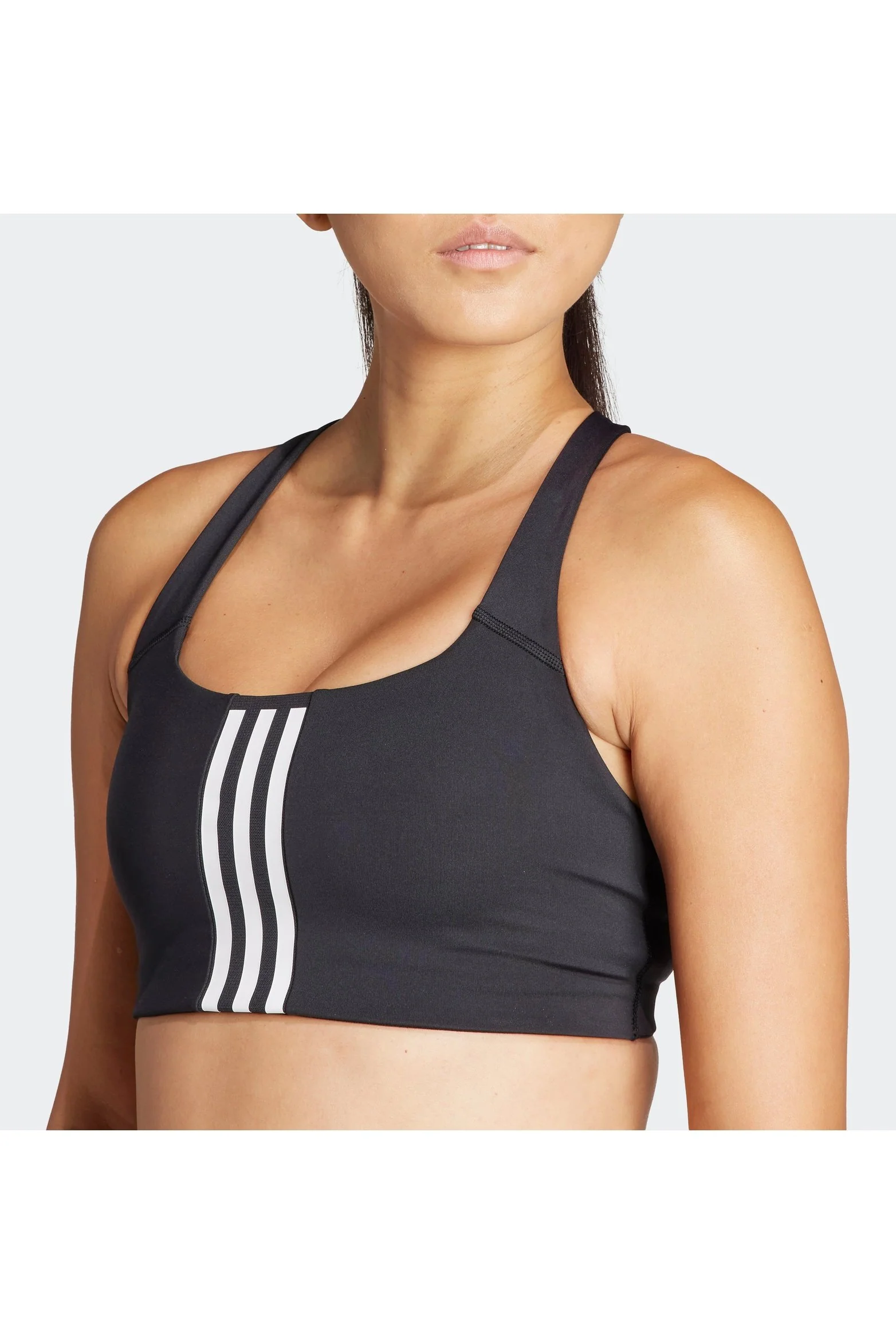 טופ אימון לנשים POWERIMPACT TRAINING MEDIUM-SUPPORT 3-STRIPES בצבע שחור ולבן - Image 5