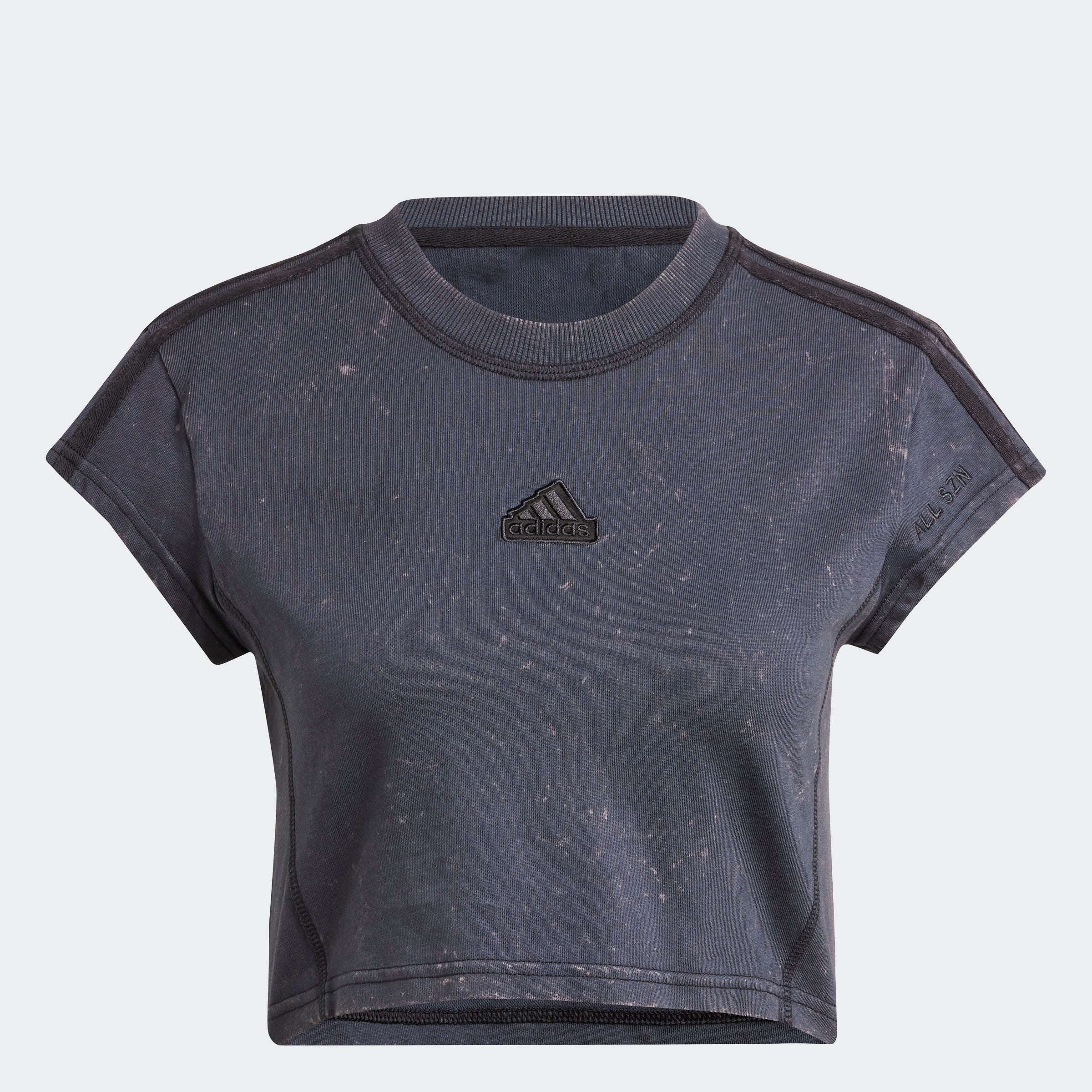 טישירט לנשים ALL SZN 3-STRIPES GARMENT WASH בצבע שחור ואפור כהה - Image 7