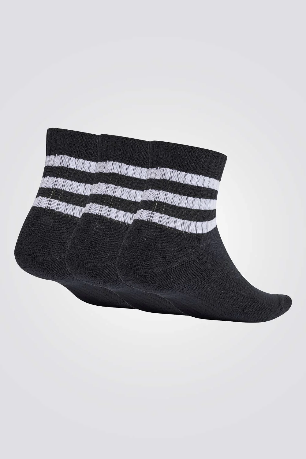 מארז שלישיית גרביים לגברים STRIPES CUSHIONED SPORTSWEAR MID-CUT בצבע שחור ולבן - Image 2