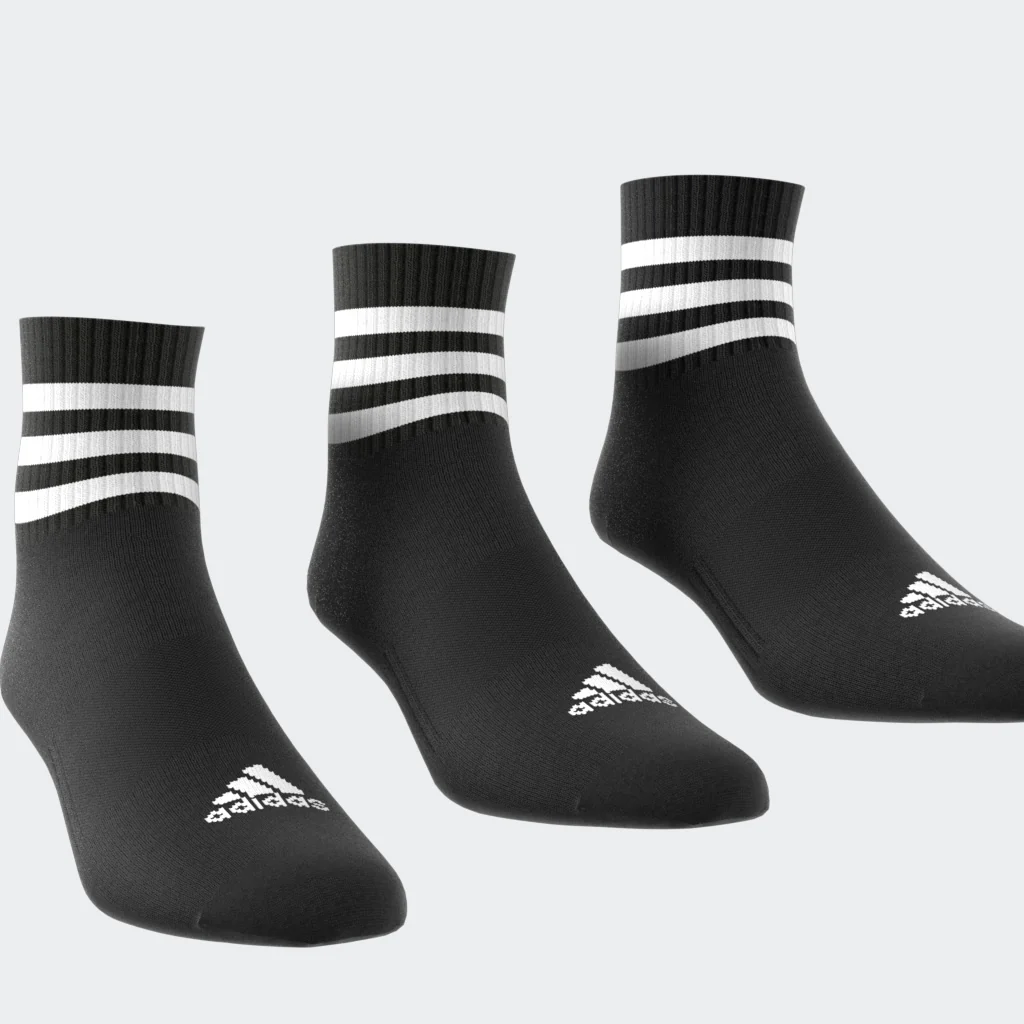 מארז שלישיית גרביים לגברים STRIPES CUSHIONED SPORTSWEAR MID-CUT בצבע שחור ולבן - Image 5