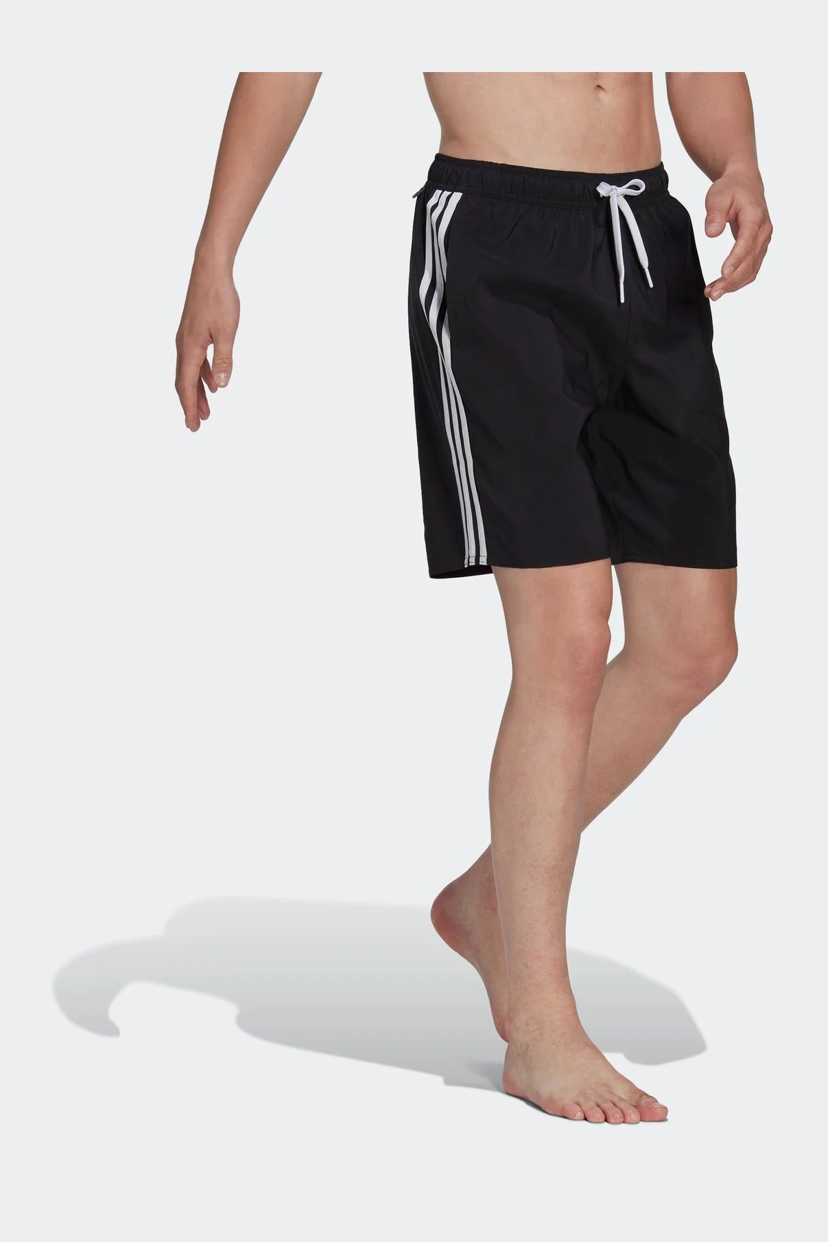 בגד ים לגברים 3-STRIPES CLX  בצבע לבן ושחור - Image 3