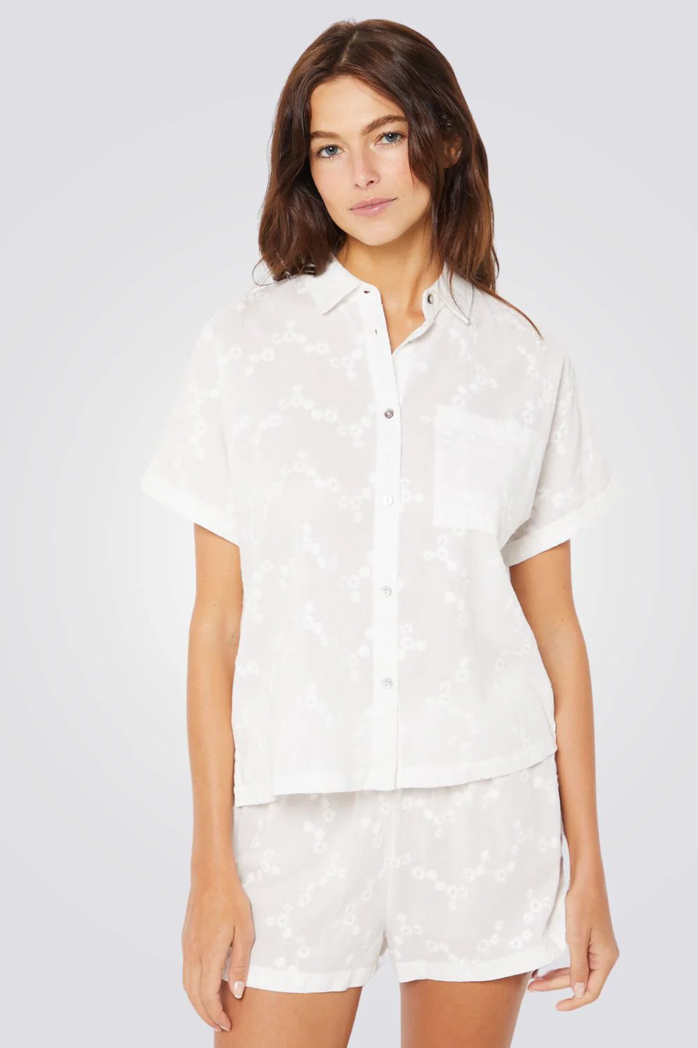 חולצת פיג'מה CHEMISE בצבע לבן