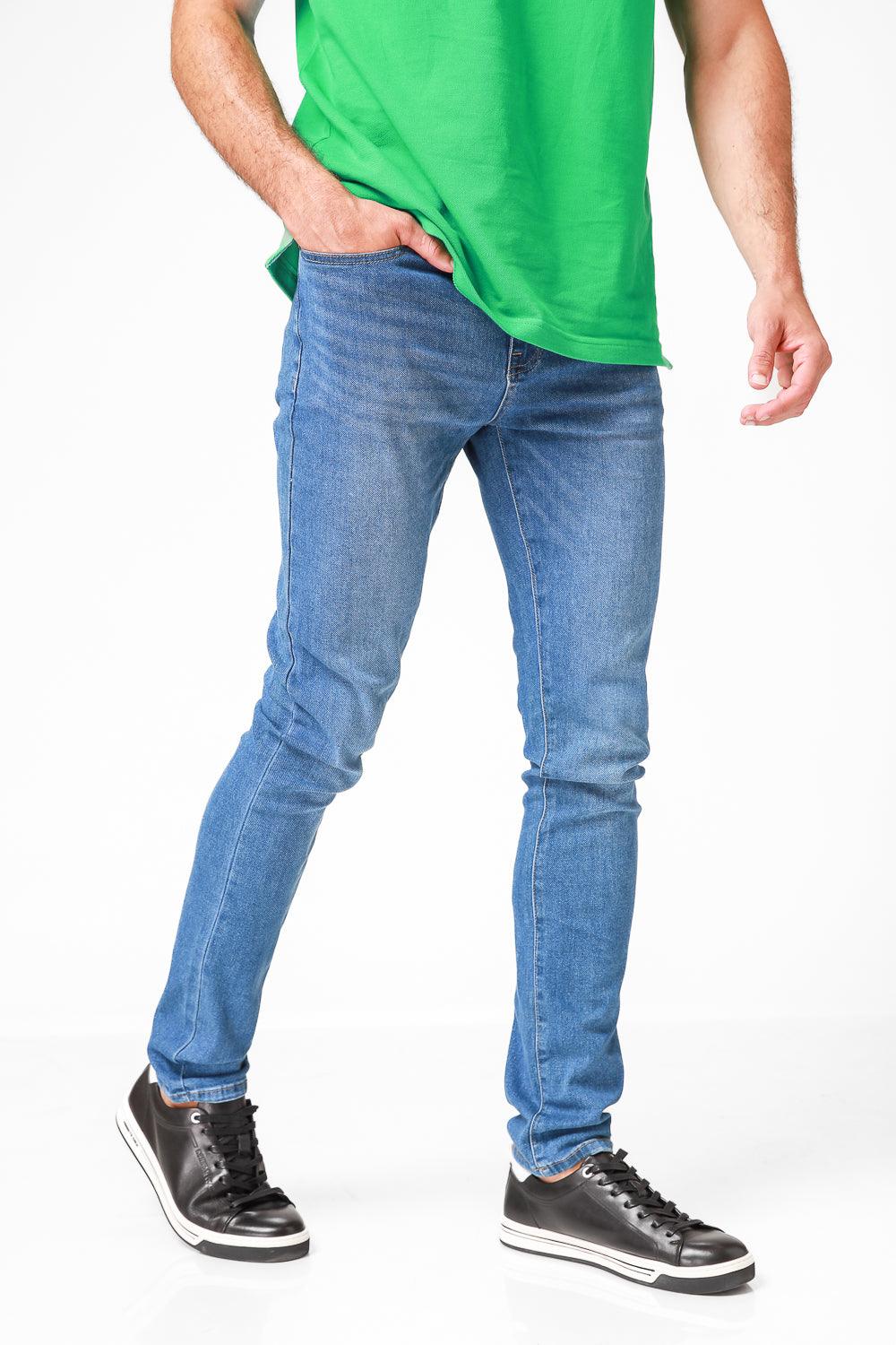 ג'ינס כותנה לייקרה בצבע כחול בהיר - Image 4