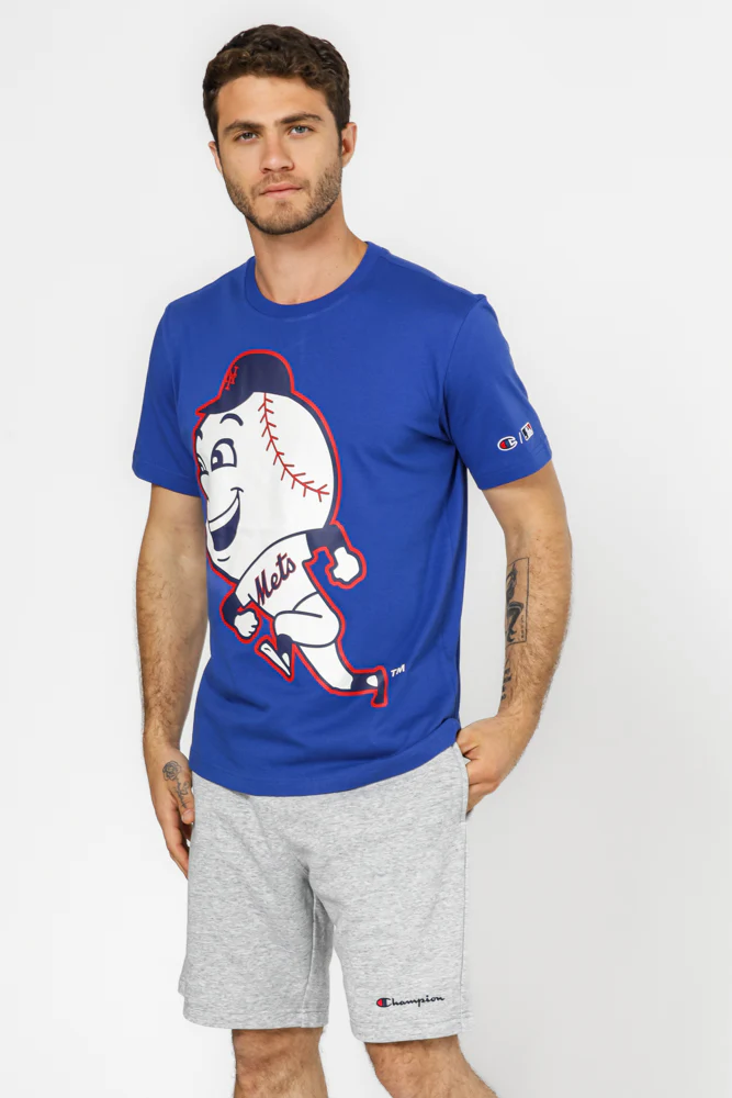 טישירט לגברים Crewneck בצבע כחול