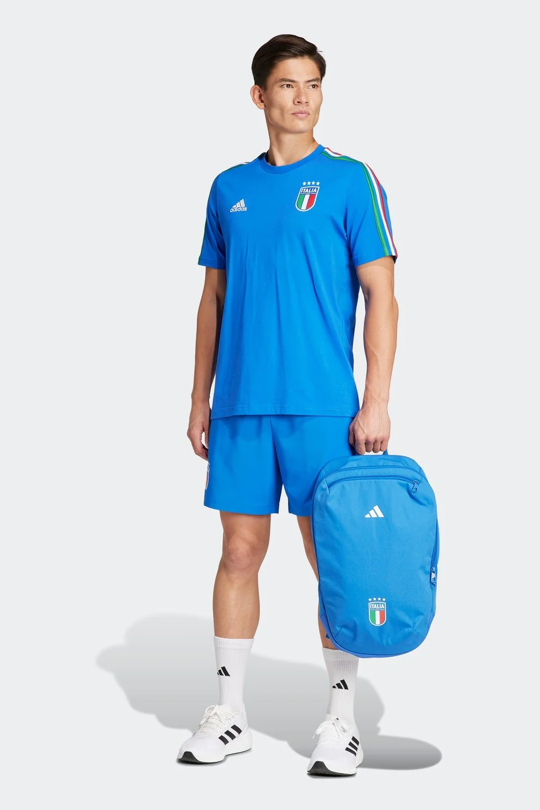 טישירט לגברים ITALY DNA 3-STRIPES בצבע כחול ולבן - Image 3
