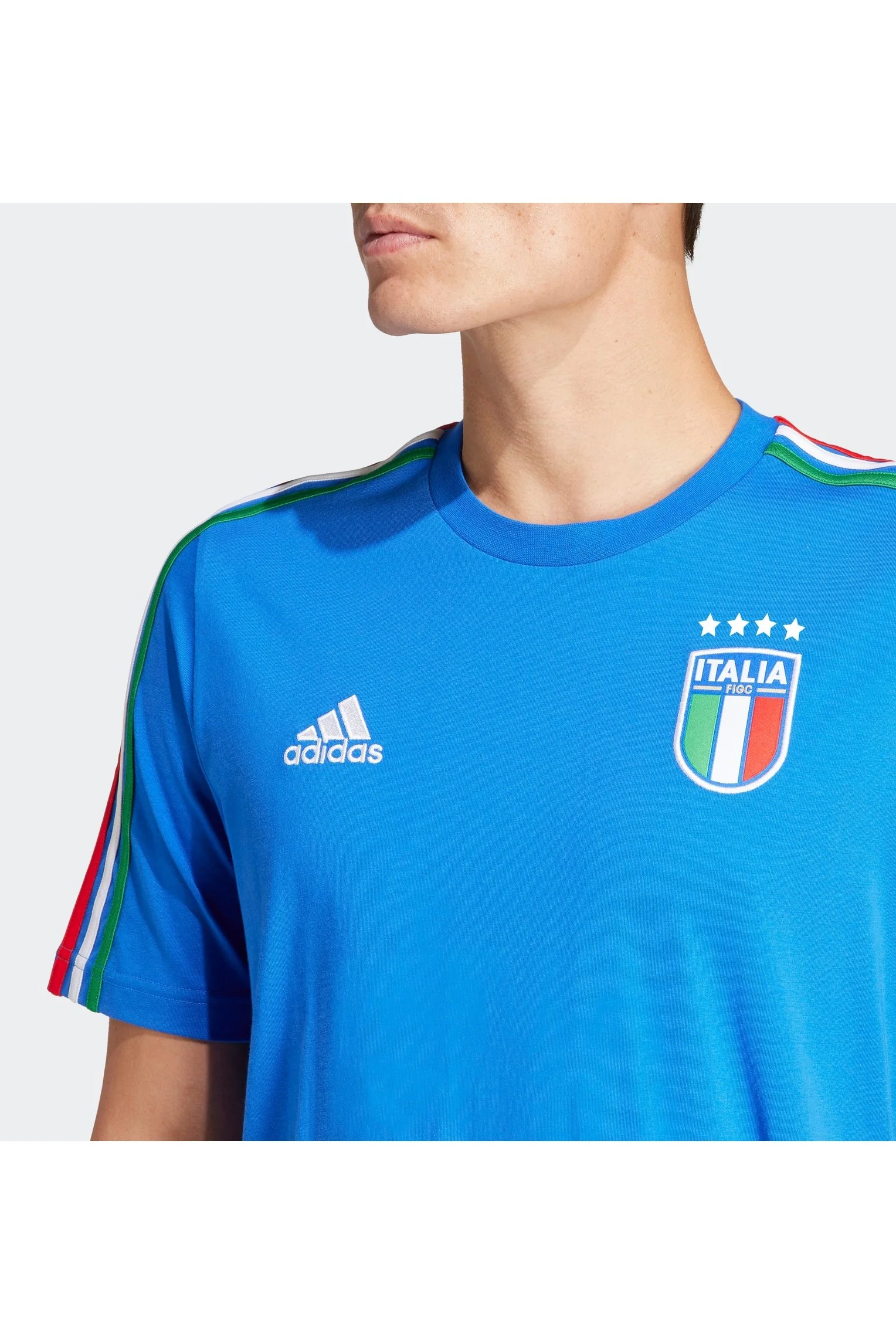טישירט לגברים ITALY DNA 3-STRIPES בצבע כחול ולבן - Image 4