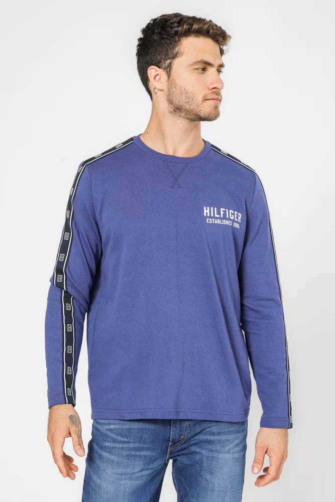 חולצה ארוכה לגברים LOUNGE CREWNECK בצבע כחול | טומי הילפיגר - Image 5