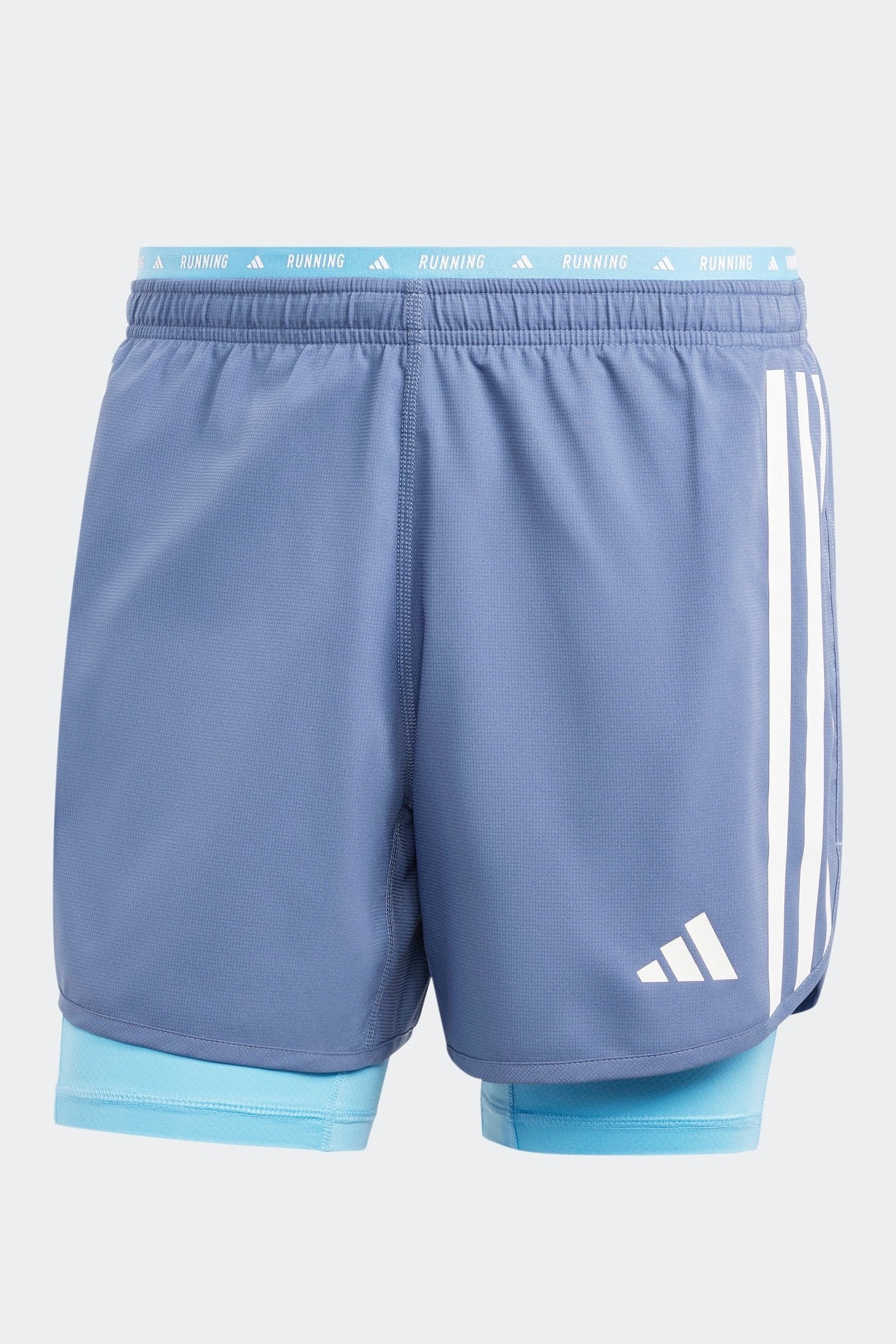 מכנסיים קצרים לגברים OWN THE RUN 3-STRIPES 2-IN-1 בצבע כחול ולבן - Image 6