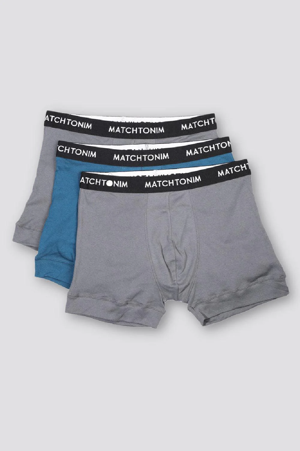 מארז שלישיית בוקסרים קצרים Matchtonim cool cotton תכלת ואפור