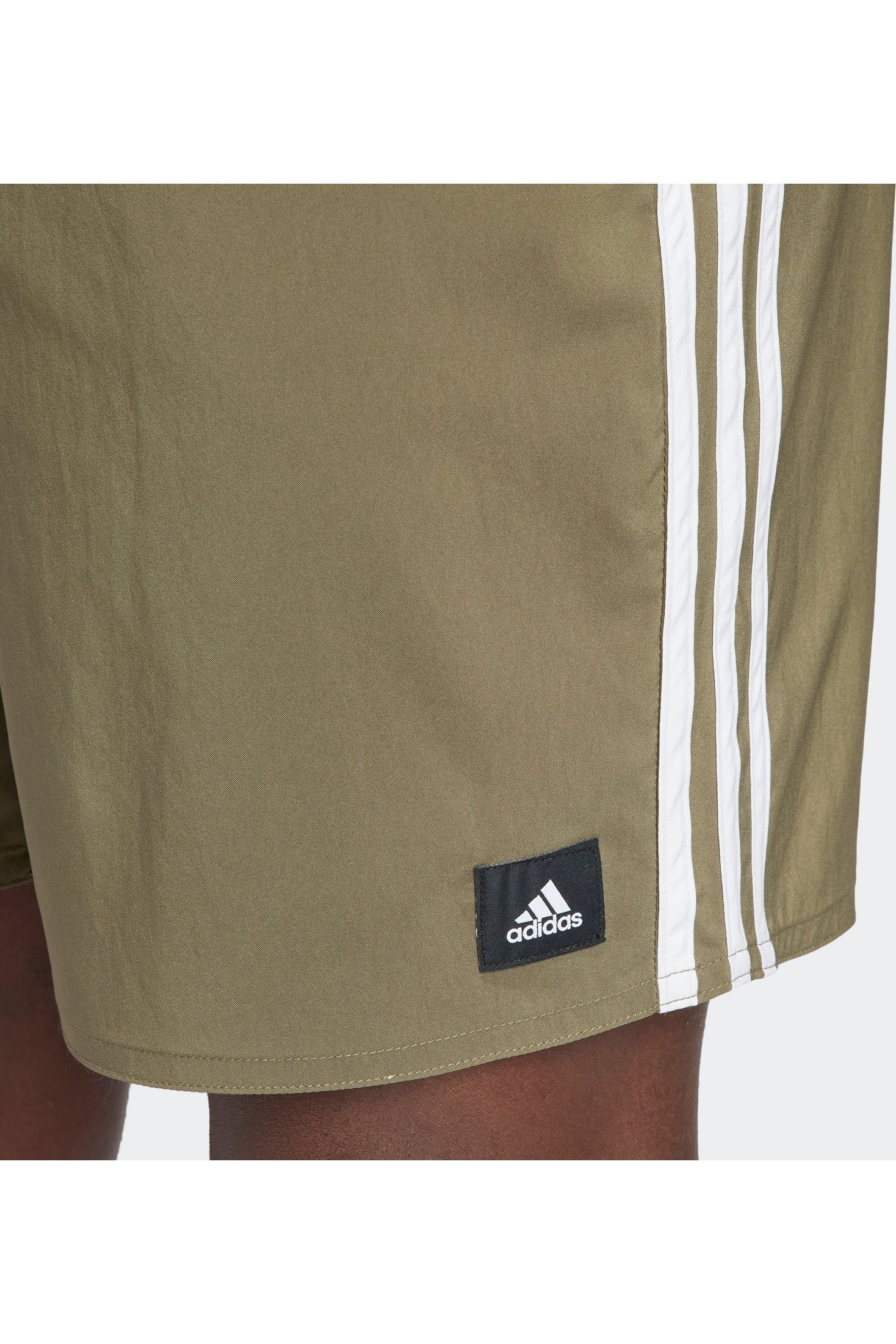 בגד ים לגברים 3-STRIPES CLX  בצבע ירוק זית ולבן - Image 4