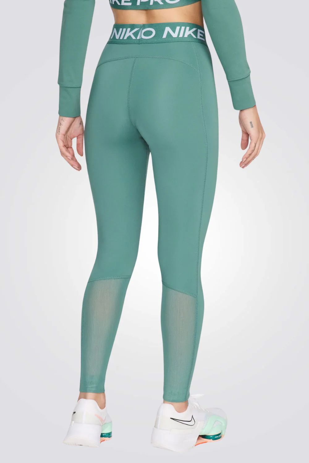 טייץ ארוך Nike Pro בצבעים ירוק ולבן - Image 2