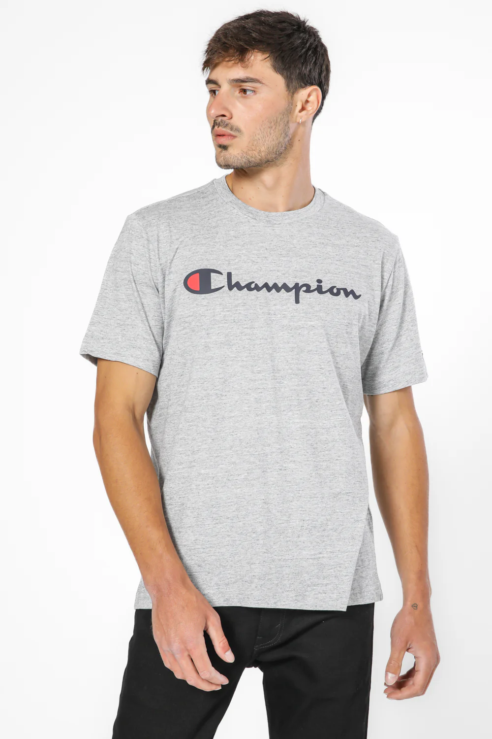טישירט לגברים Crewneck בצבע אפור - Image 5
