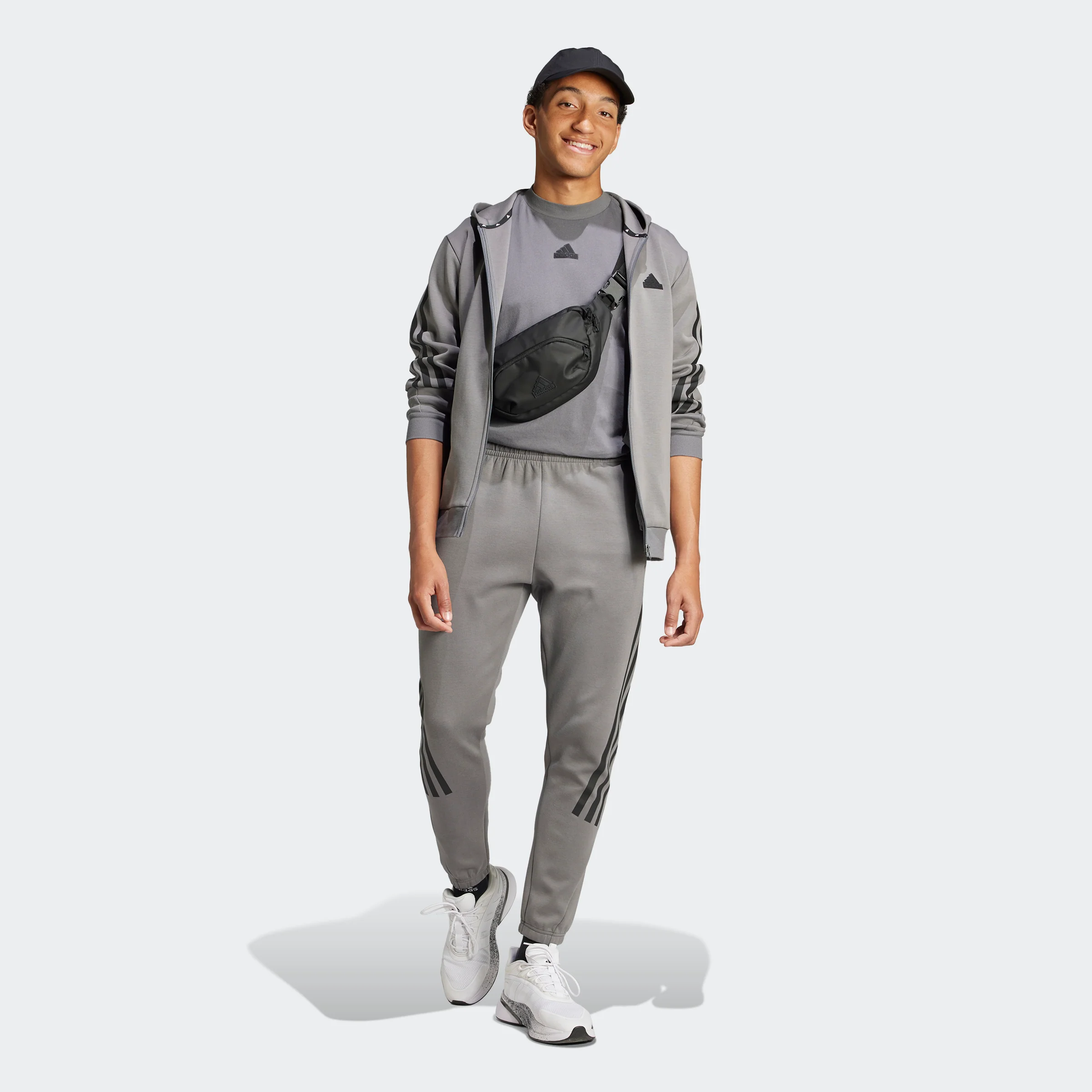 סווטשירט קפוצ'ון FUTURE ICONS 3-STRIPES בצבע אפור - Image 6