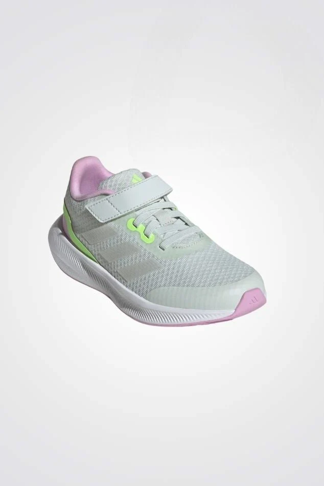 נעלי ספורט לילדים Runfalcon 3.0 בצבע אפור ורוד וצהוב זוהר - Image 2