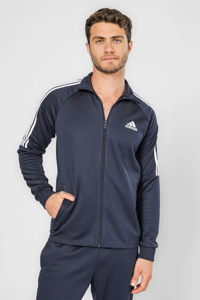 חליפת אימון לגברים AEROREADY SERENO CUT 3-STRIPES בצבע נייבי ולבן - Image 3
