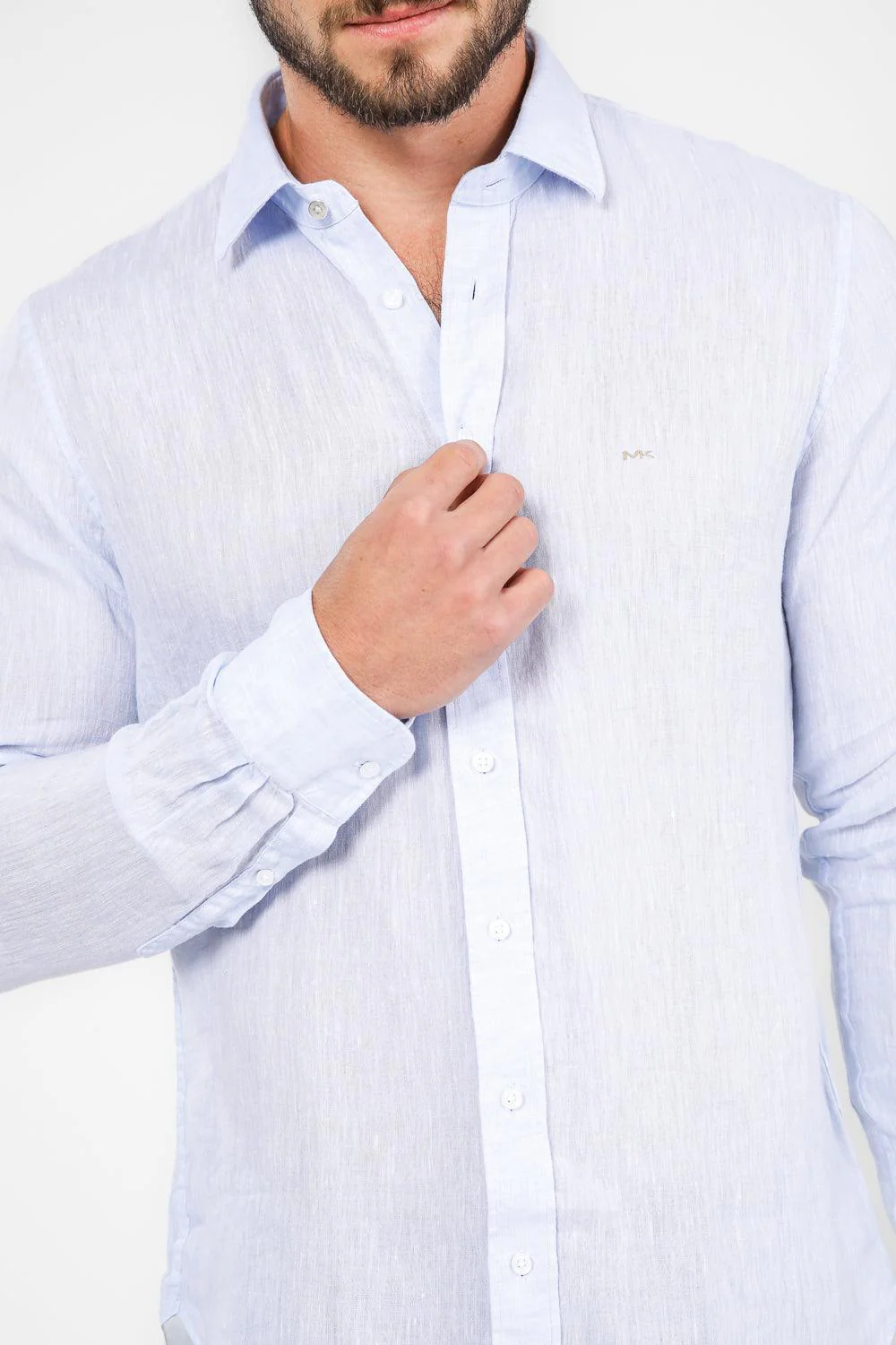 חולצה מכופתרת SLIM FIT בצבע תכלת - Image 4
