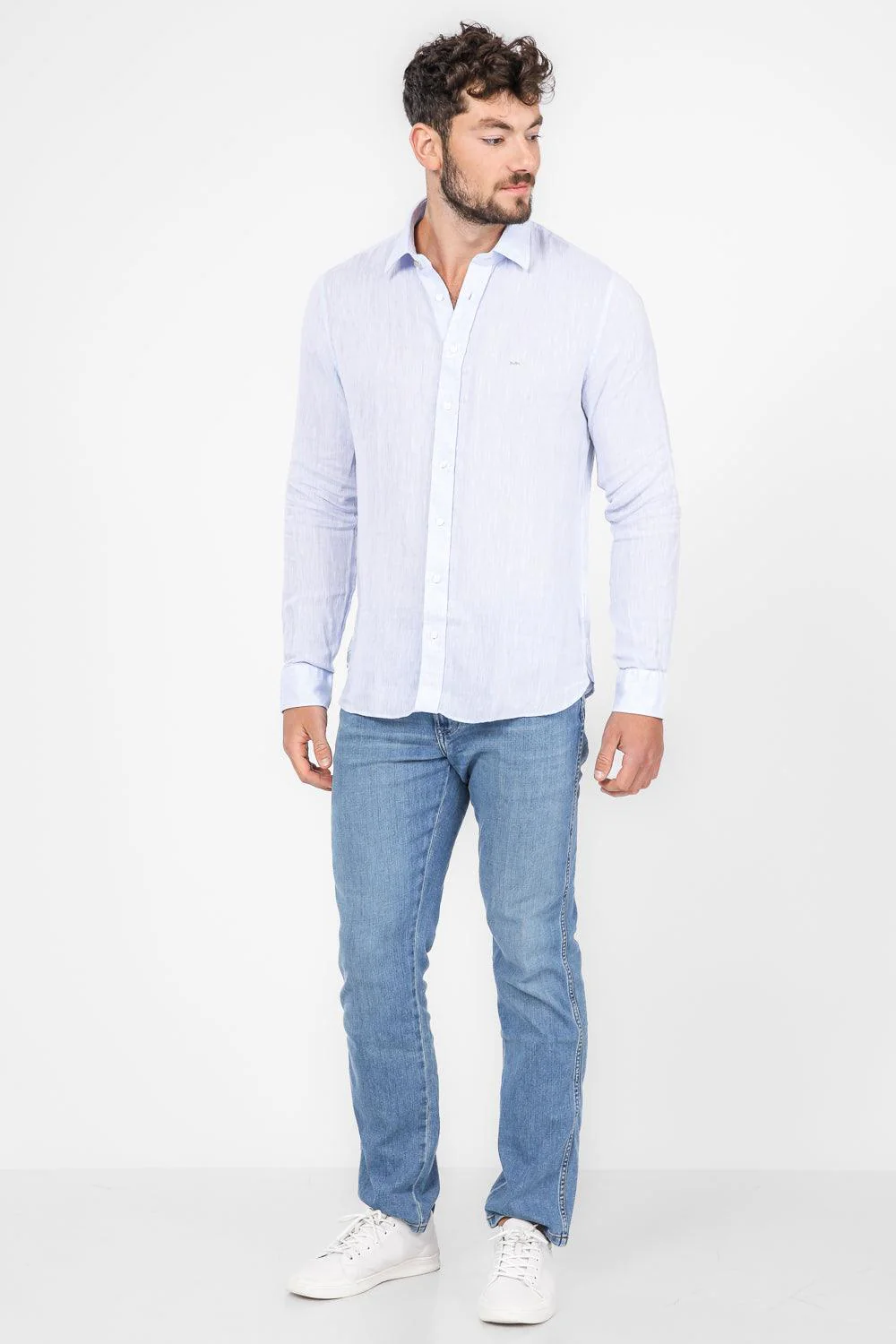 חולצה מכופתרת SLIM FIT בצבע תכלת - Image 5