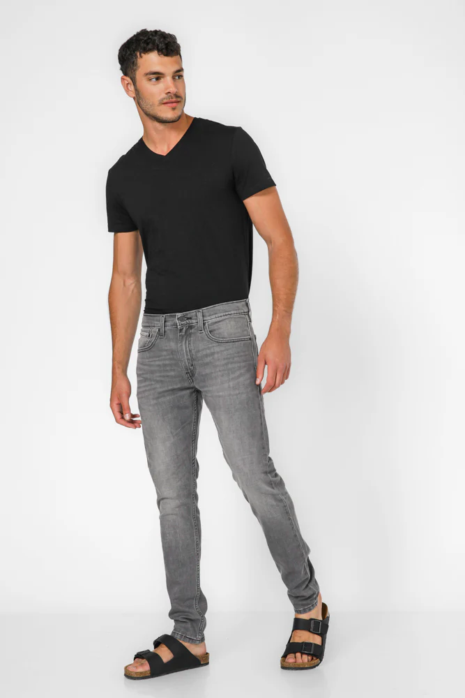 ג'ינס לגברים SKINNY TAPER בצבע אפור בהיר