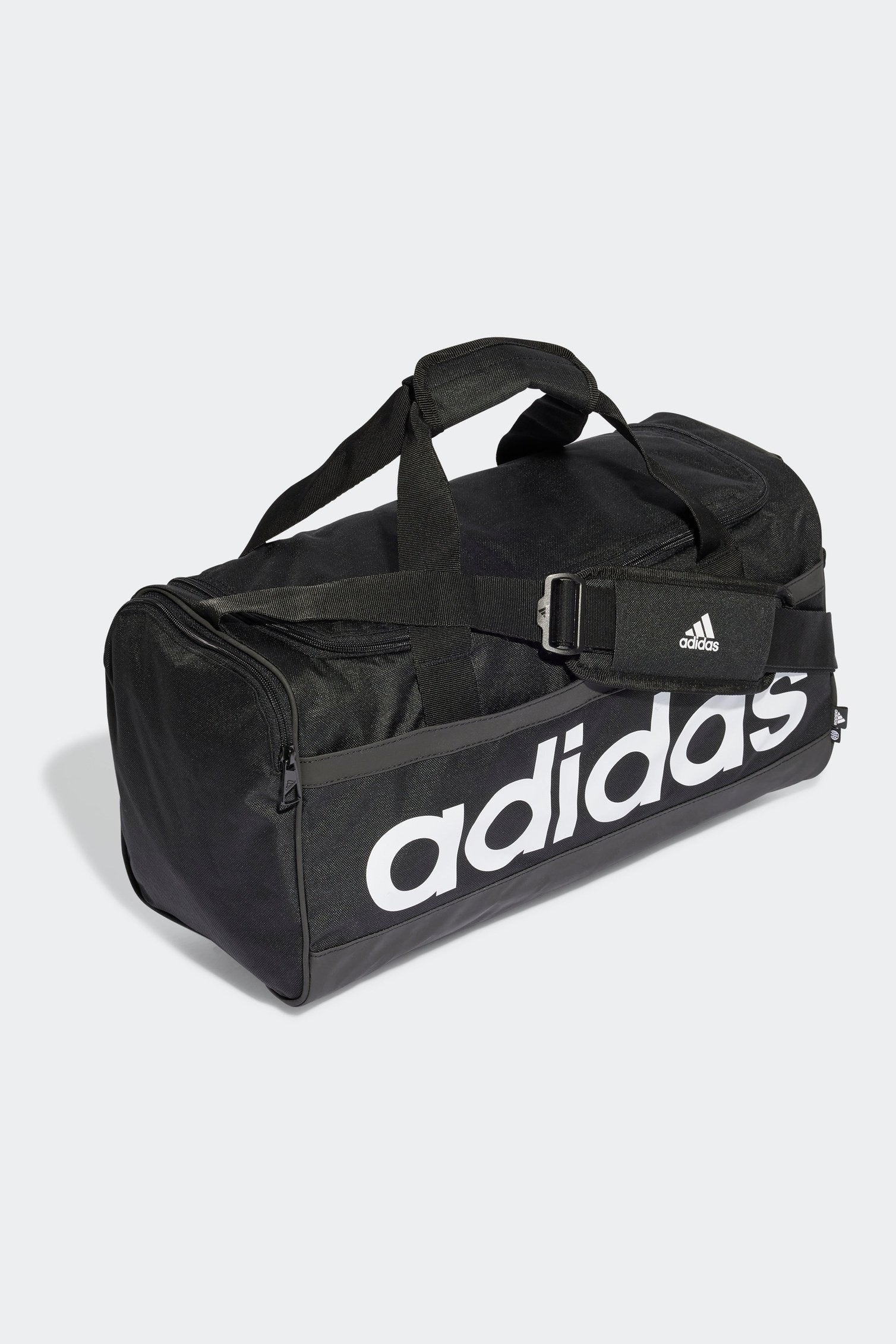 תיק אימון ESSENTIALS LINEAR DUFFEL BAG MEDIUM 39L בצבע שחור ולבן - Image 3