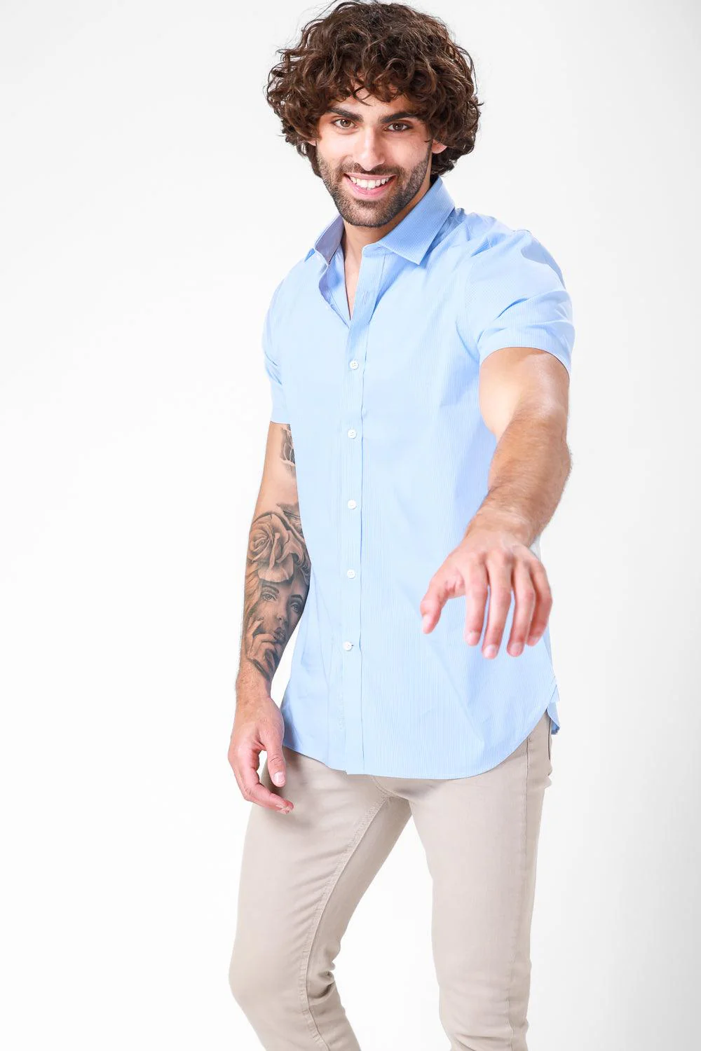 מכופתרת תכלת קצרה - Image 6