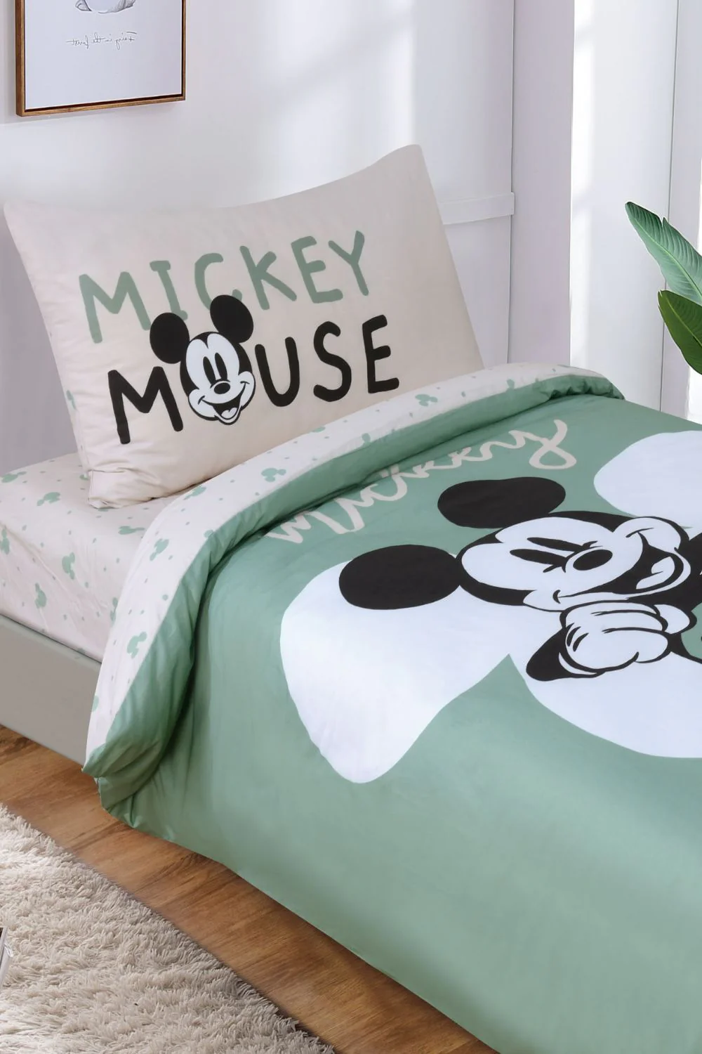 סט מצעים מיטת יחיד 90/200 ס"מ MICKEY green | דיסני