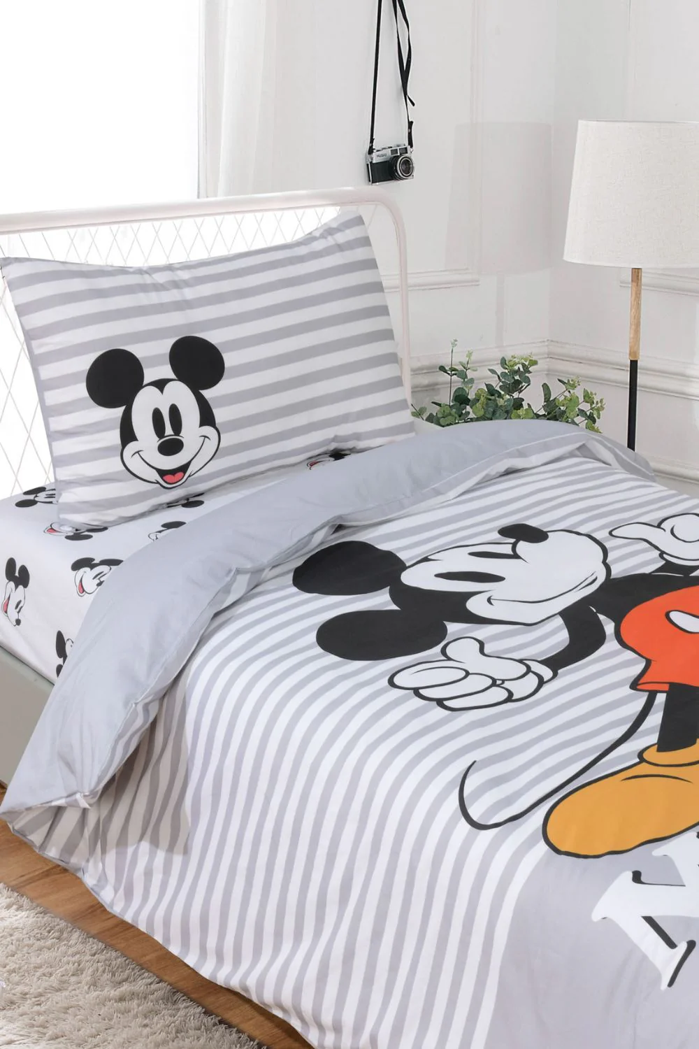 סט מצעים מיטת יחיד 90/200 ס"מ MICKEY grey | דיסני