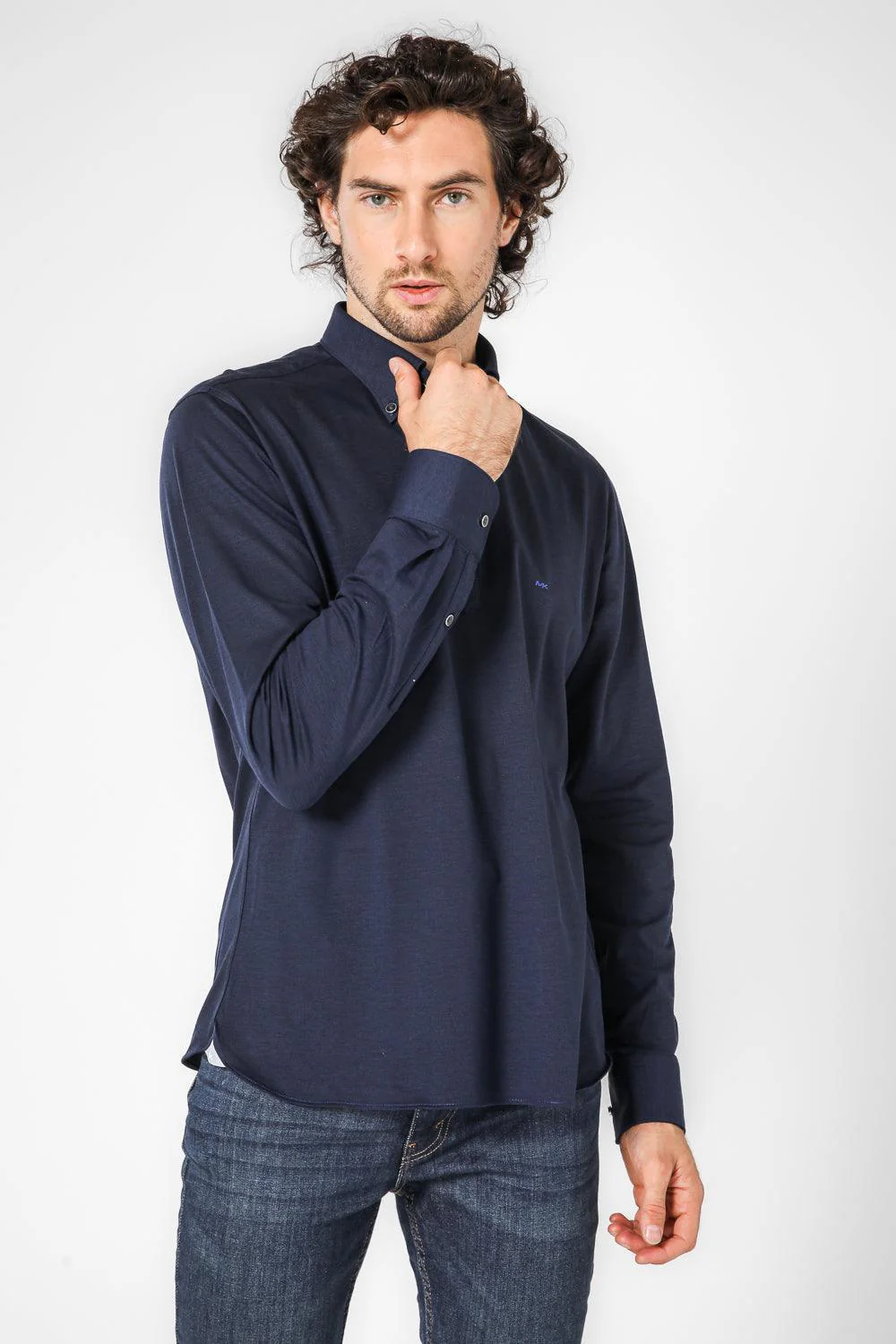חולצת פולו CAMICIA SLIM בצבע נייבי