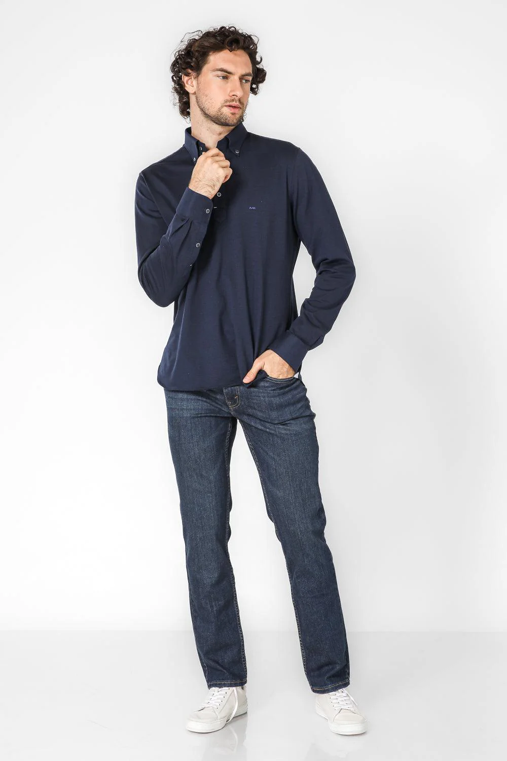 חולצת פולו CAMICIA SLIM בצבע נייבי - Image 5