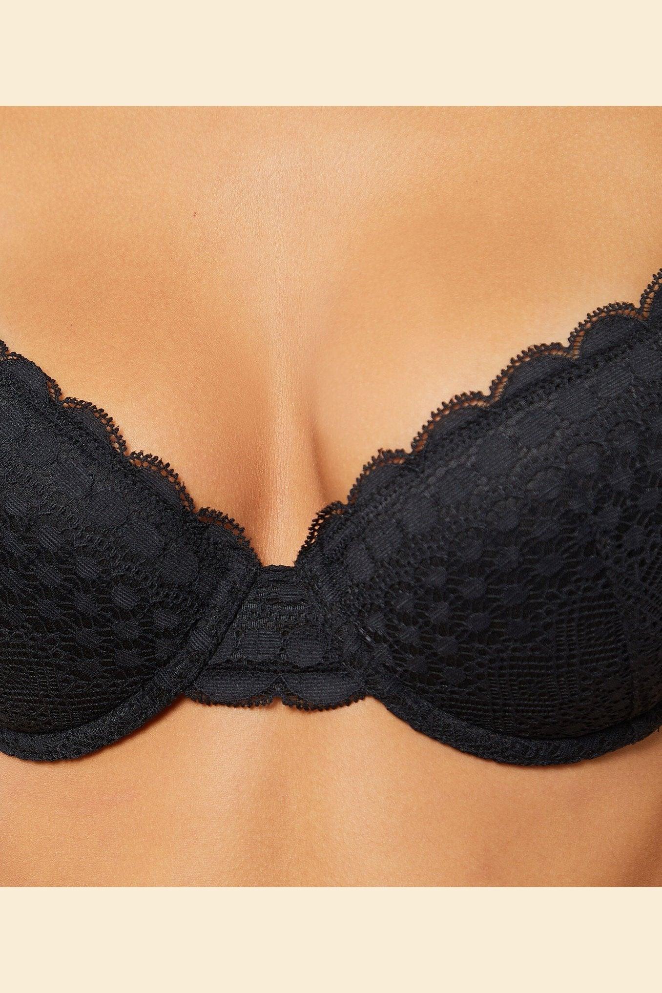 חזיית תחרה בריפוד קל CHERIE CHERIE שחורה - Image 5