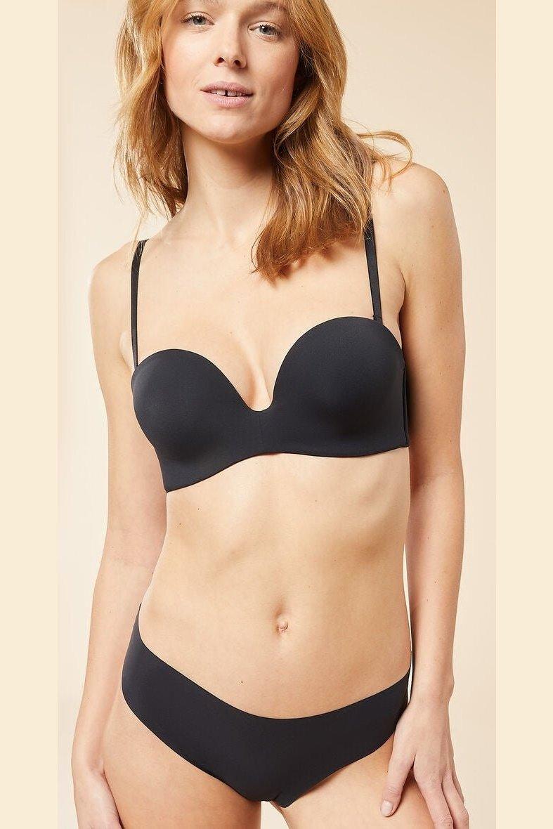 חזיית פוש אפ סטרפלס מיקרופייבר PURE FIT שחורה