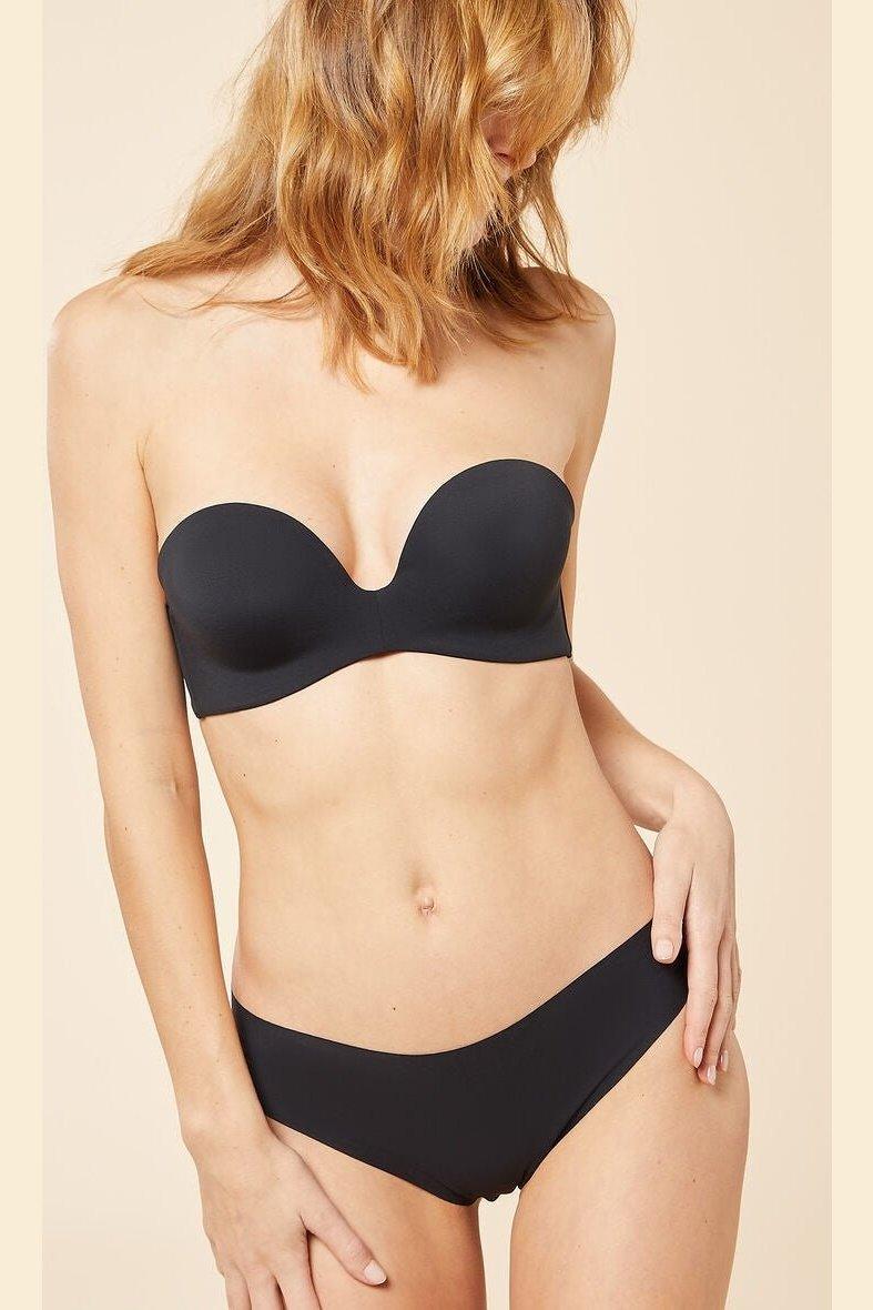 חזיית פוש אפ סטרפלס מיקרופייבר PURE FIT שחורה - Image 2