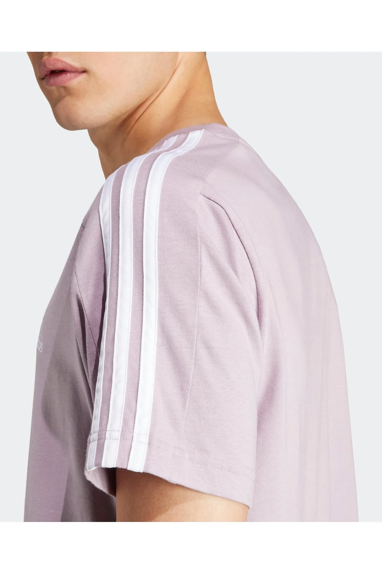 טישירט לגברים ESSENTIALS SINGLE JERSEY 3-STRIPES בצבע ורוד - Image 5