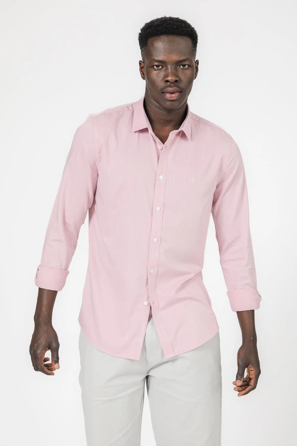 מכופתרת פסים SLIM FIT בצבע ורוד