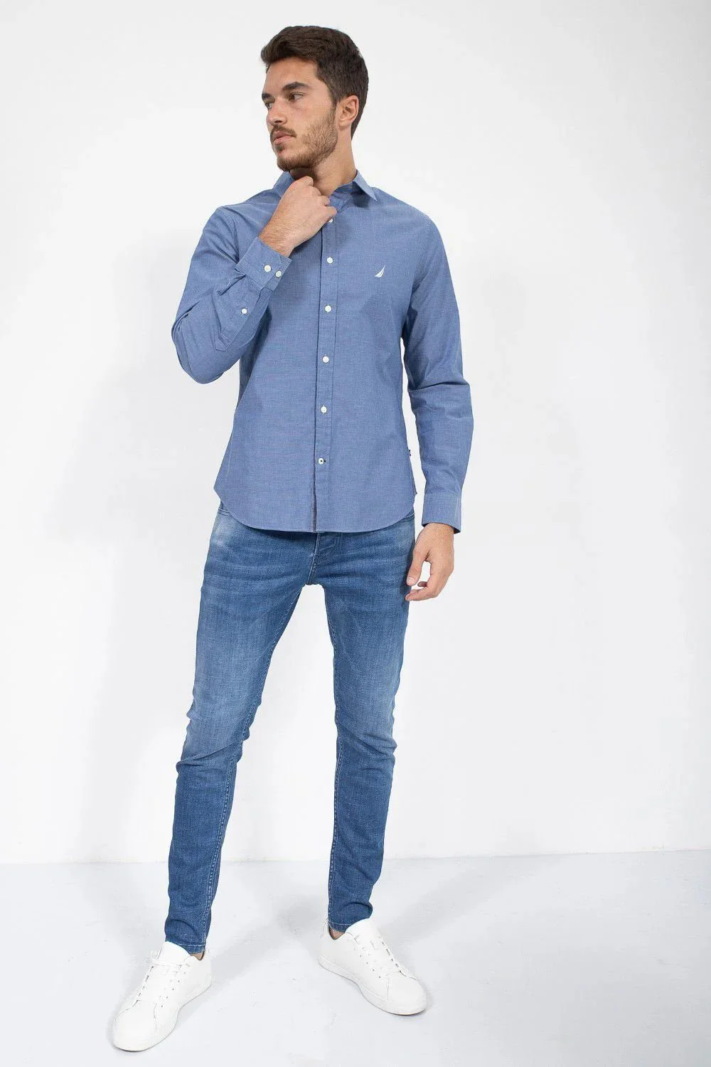 חולצה מכופתרת TAILORED FIT במראה ג’ינס - Image 2
